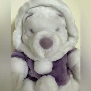 Disney Store EXCLUSIVE Winnie The Pooh White Purple Bear Plush Snowball Winter